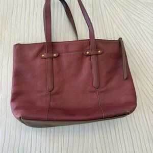 Fossil Deep Red Leather Tote